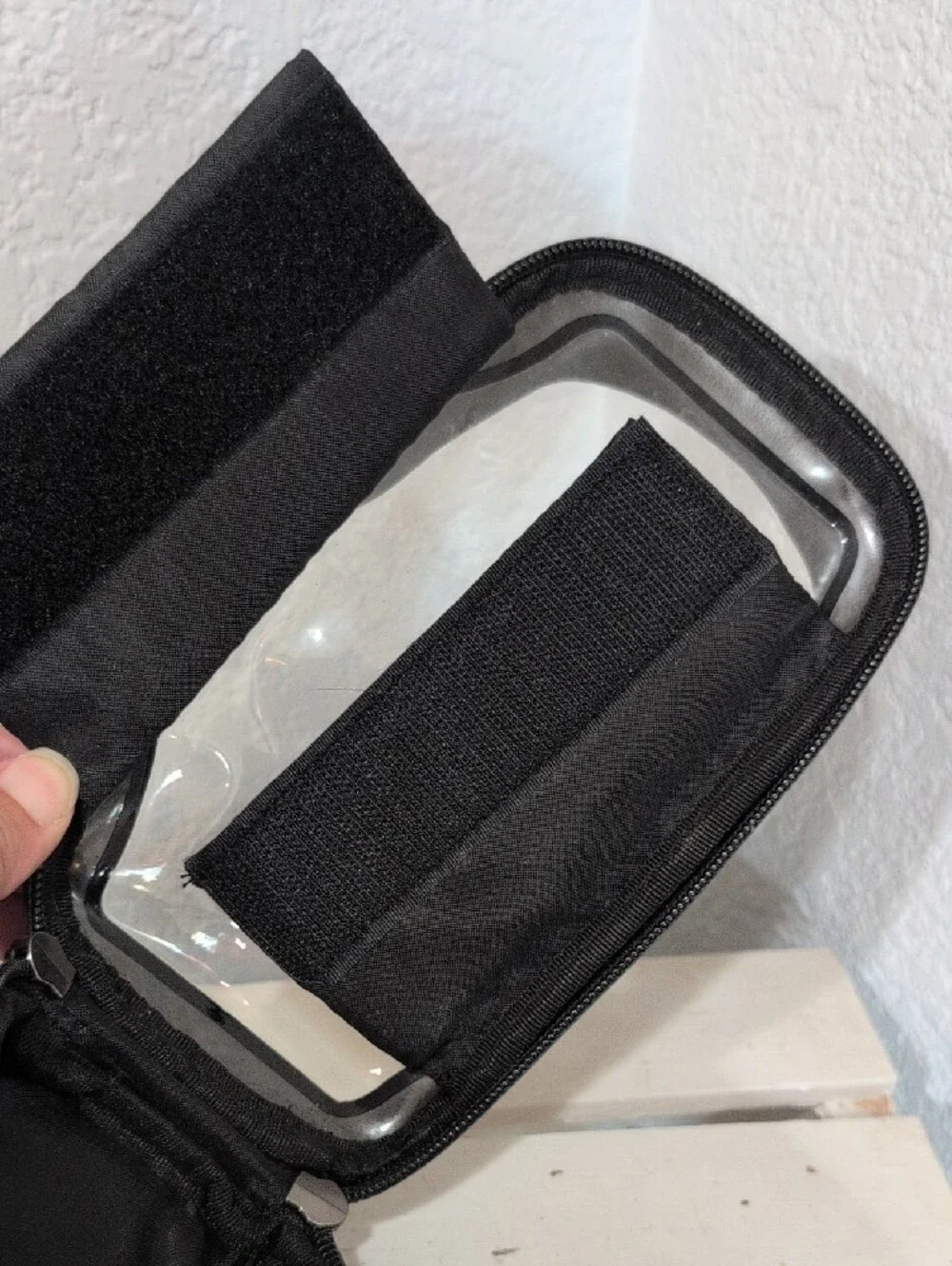 Cycling Bicycle Top Tube Mounting Clear Phone Pocket Bag With Zip Storage Pouch